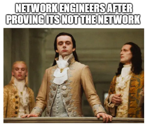 Network engineers after proving it's not the network