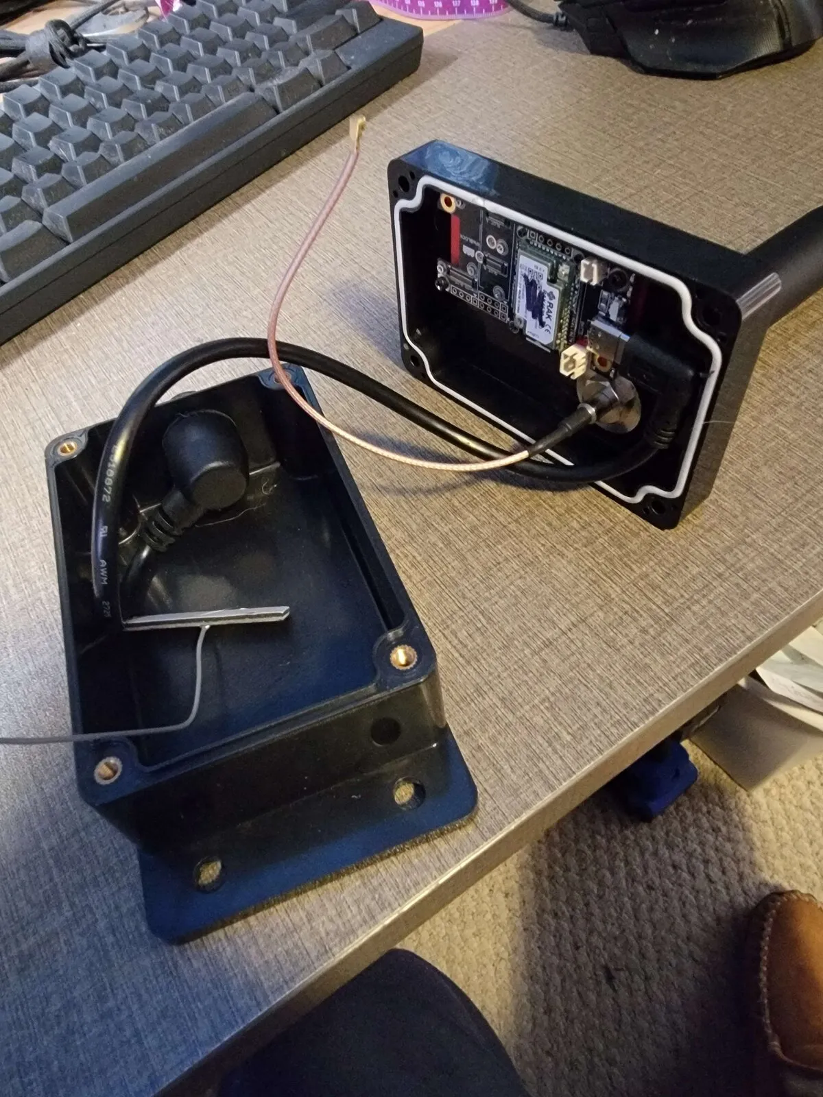 Junction box open showing the complete assembly